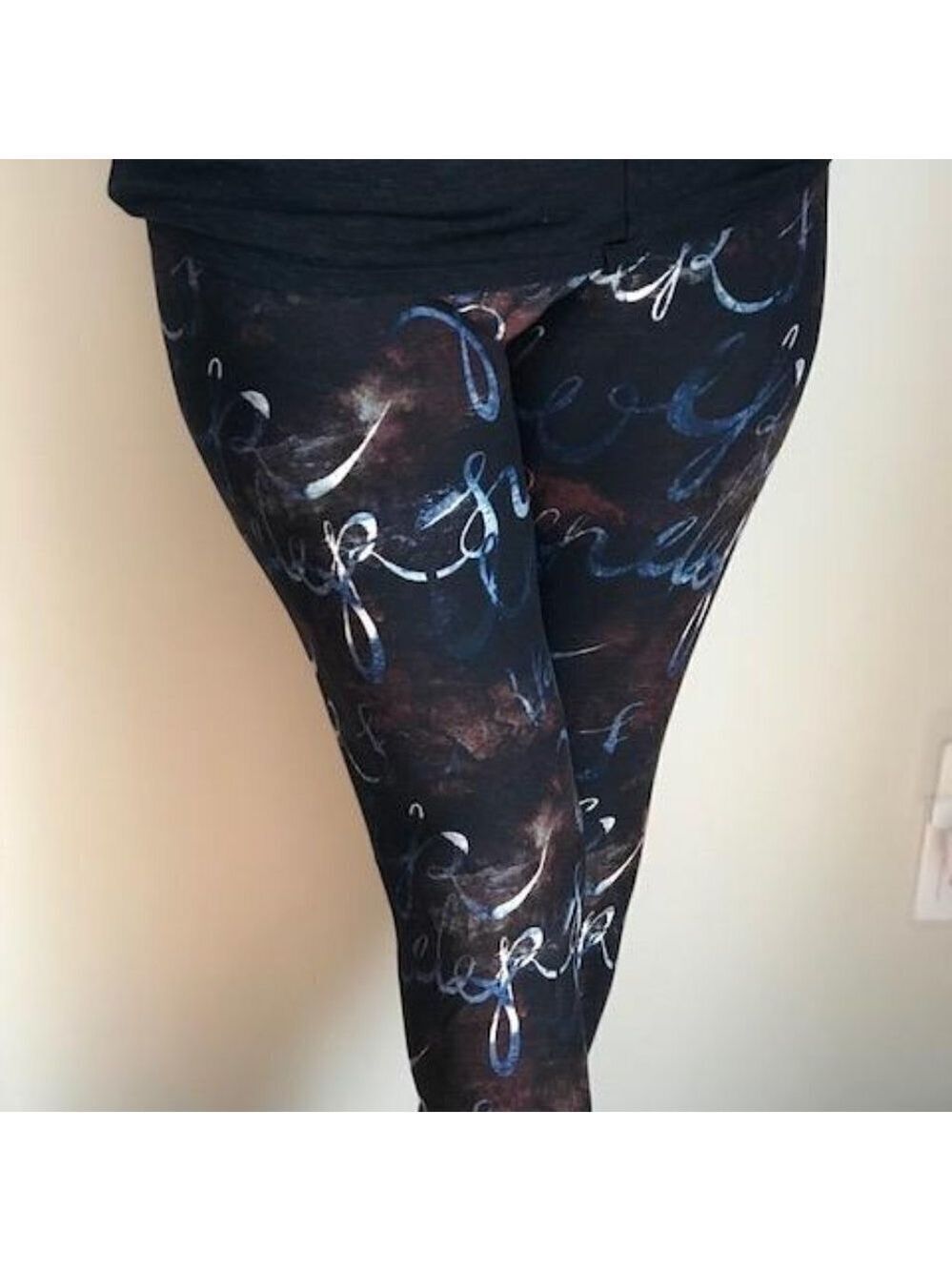 LEGGINGS DEPOT Brown & Cream Abstract Print Full length Leggings Size 12 NWT